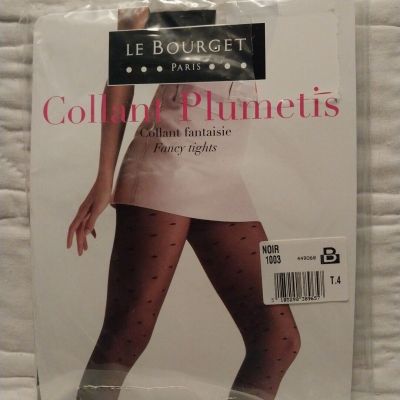 VTG Le Bourget Paris COLLANT Plumetis FANTAISIE FANCY TIGHTS BLACK T4 To 184 Lbs